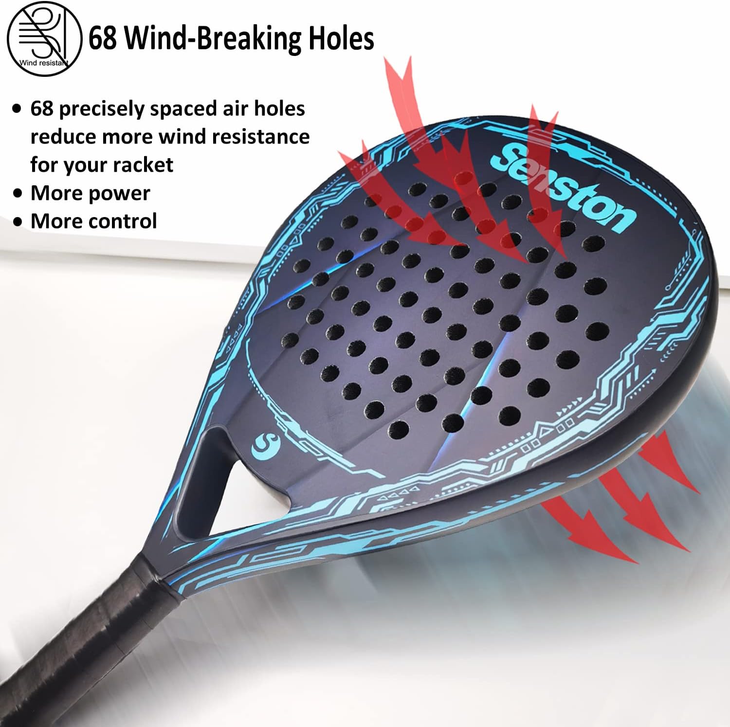 Senston Paddle Tennis Racket Carbon-Fiber Surface