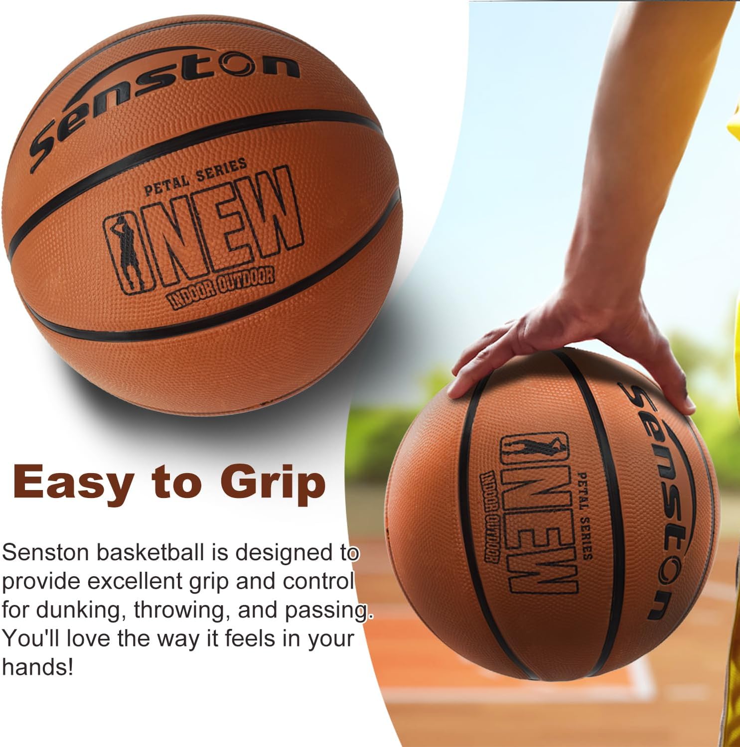 Senston 29.5'' Basketball Outdoor Indoor Rubber Basketball Ball