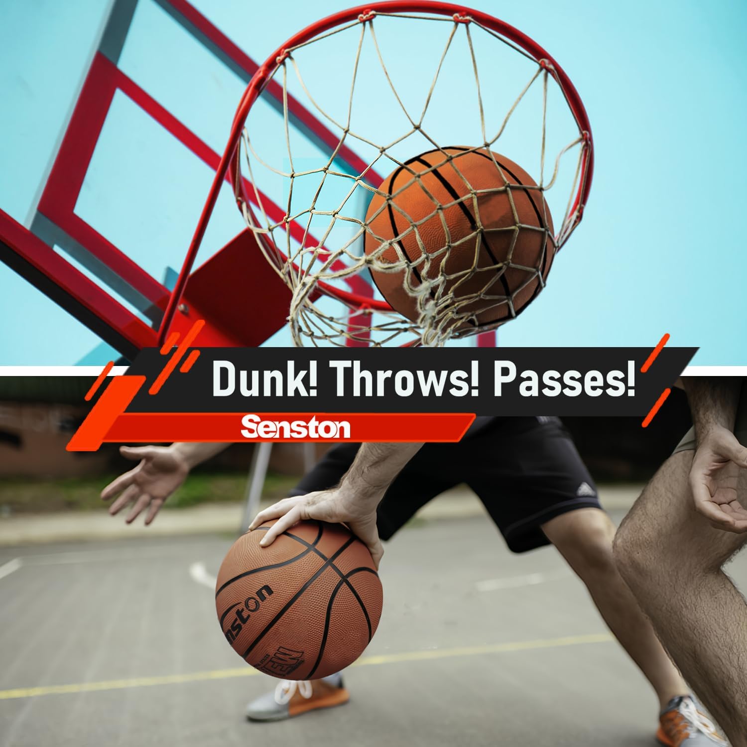 Senston 29.5'' Basketball Outdoor Indoor Rubber Basketball Ball