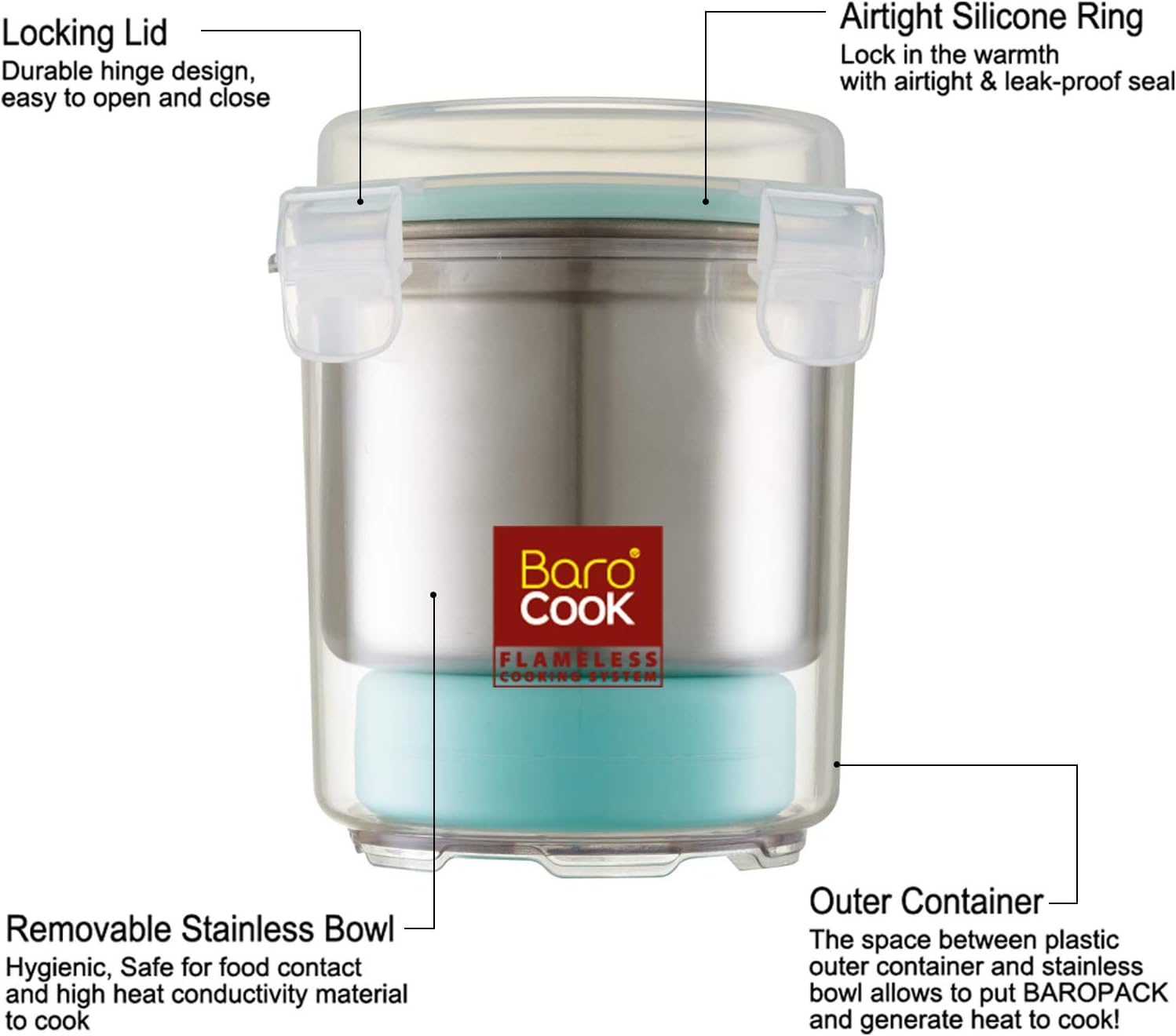 BC-001N Barocook Round Flameless Cookware 500 ml 