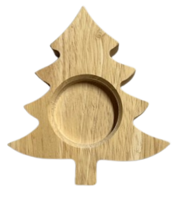 Support en bois pour bougie en forme de sapin