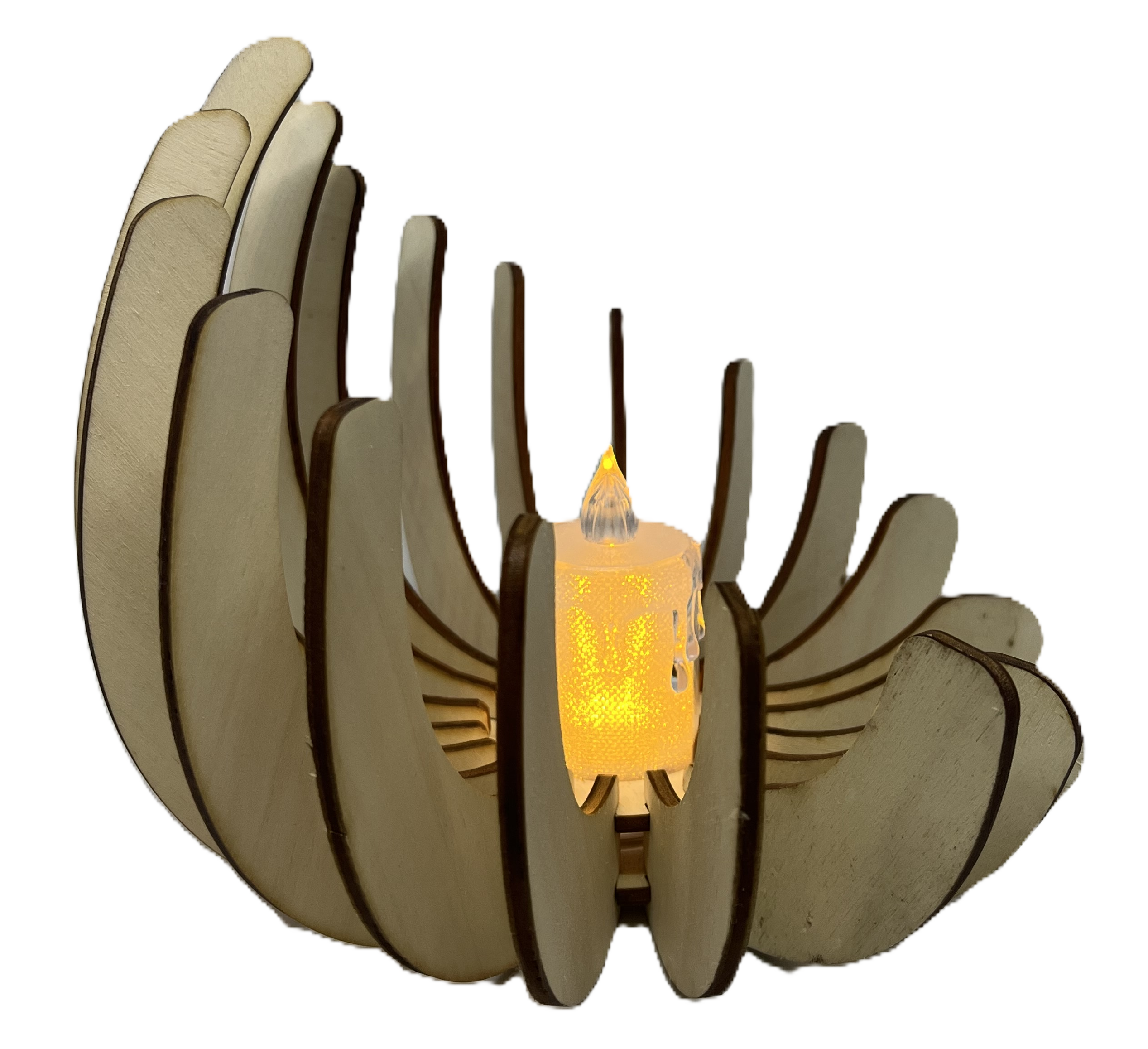 Portes bougies en bois - nénuphar