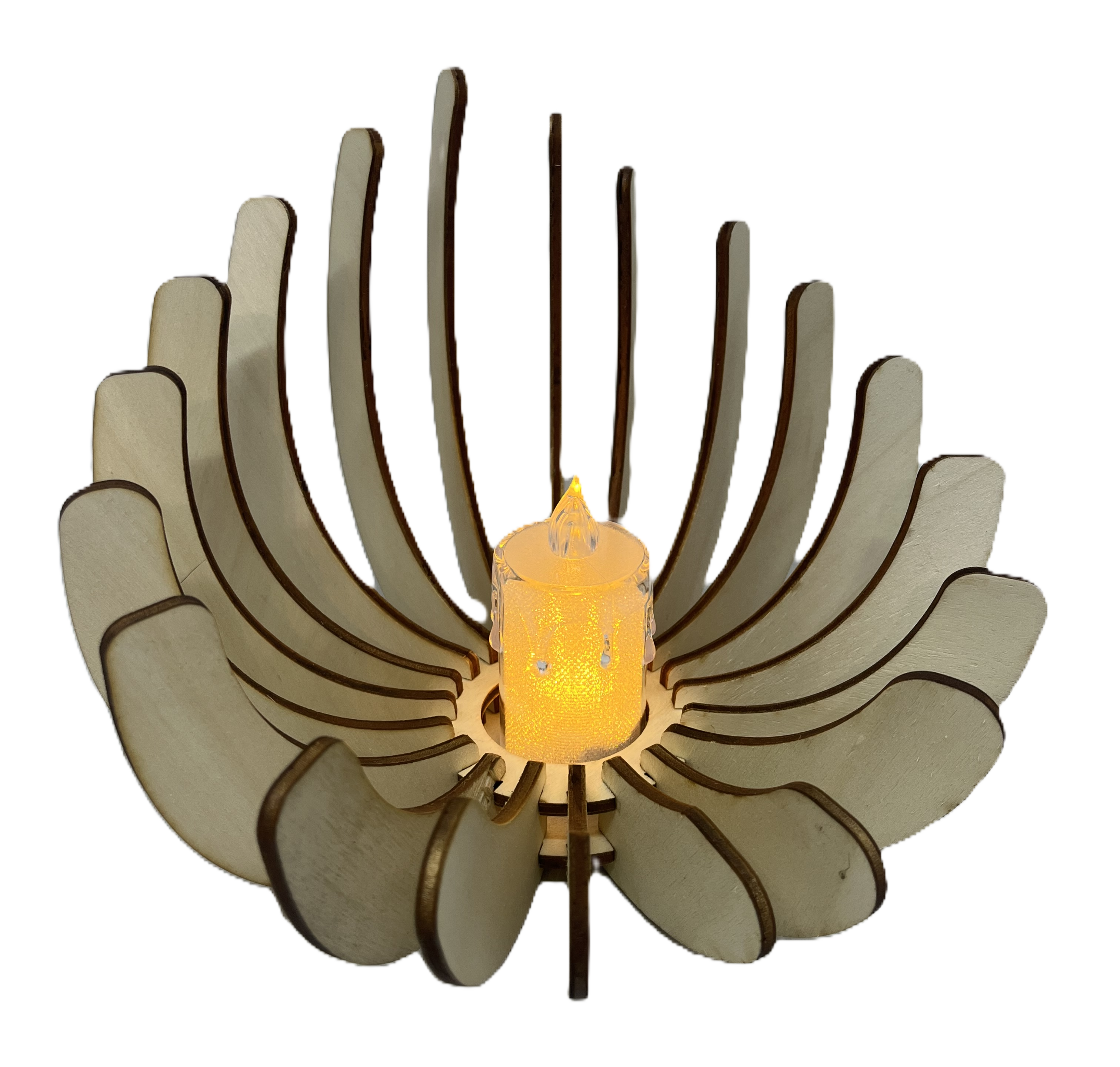 Portes bougies en bois - nénuphar