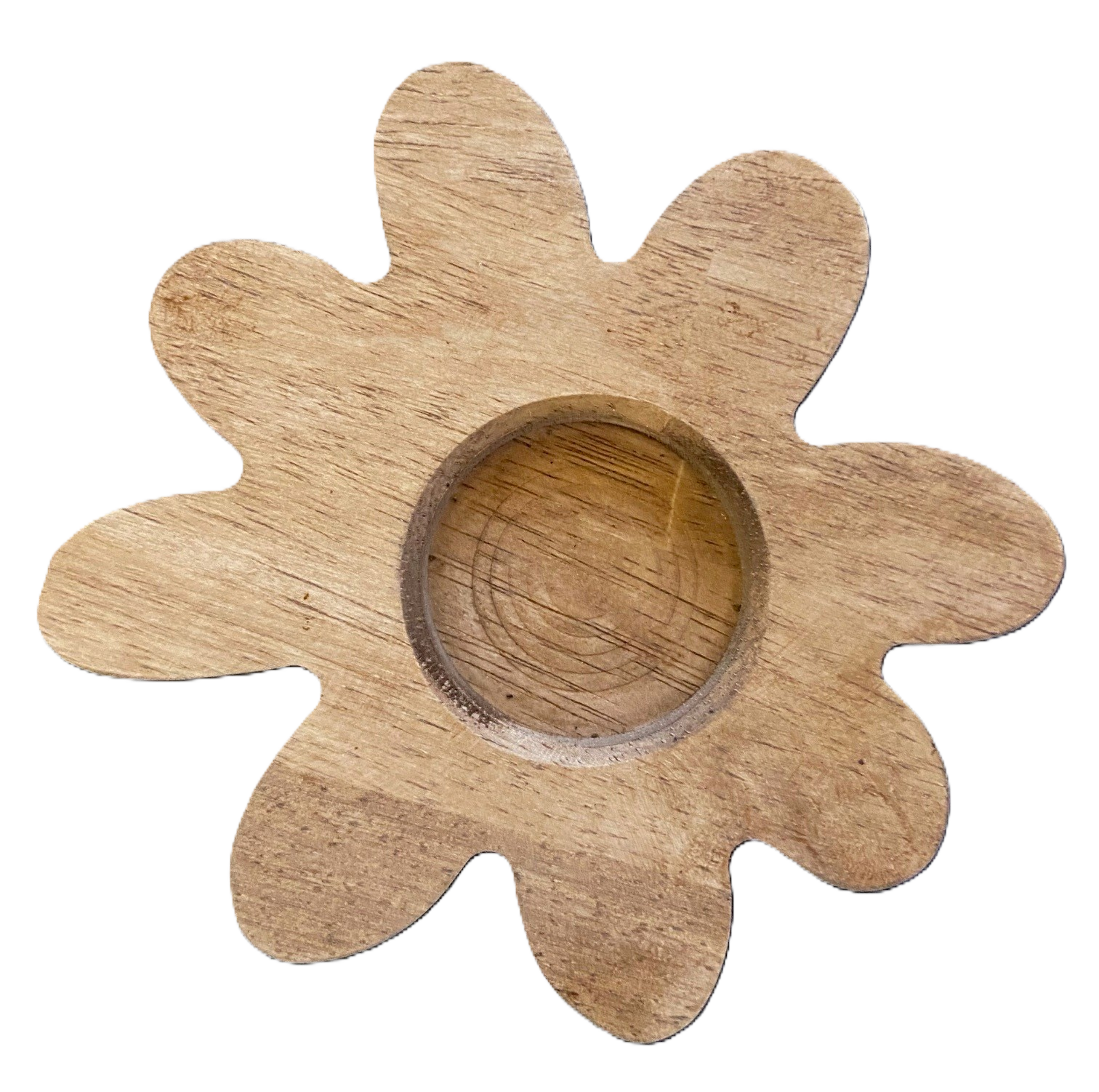 Porte-bougie en bois en forme de Fleur