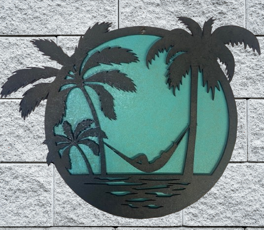 Décoration Murale en Bois Ile-Palmier-Couple