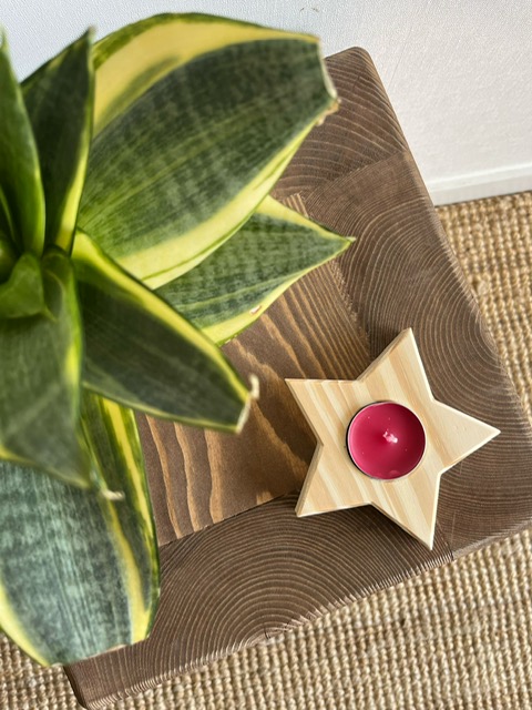 Support bougies en étoile en bois