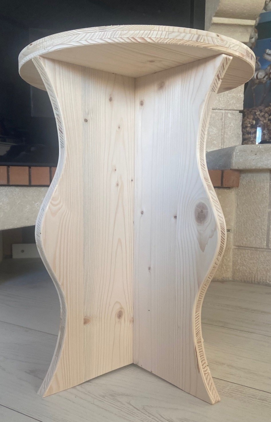 Tabouret d'appoint "Rond" en bois massif