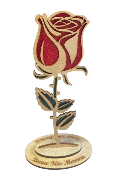 Spécial Fête de mère: Fleur sur socle en bois couleur