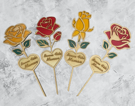 Spécial Fête de mère: Fleur à piquer bois couleur