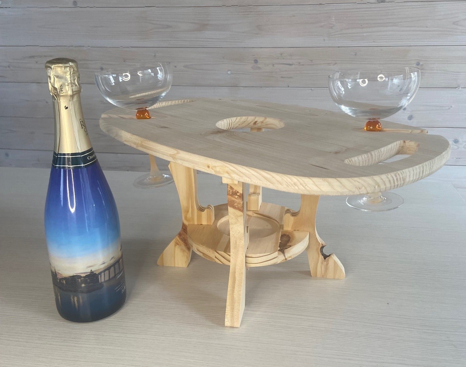 Porte 6 bouteilles "Plateau et verres"