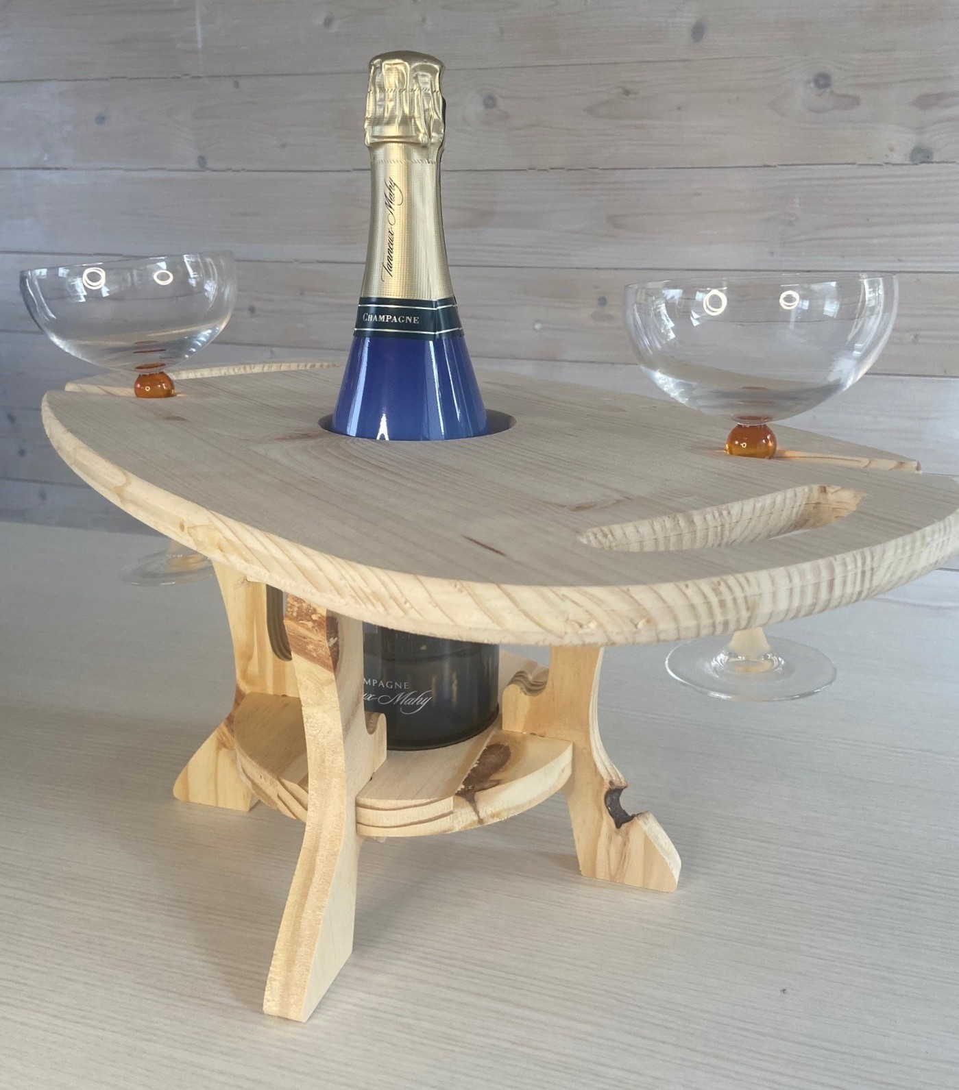 Porte 6 bouteilles "Plateau et verres"