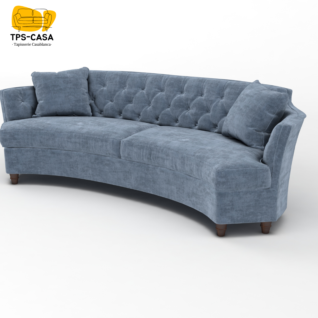 Canapé en velours bleu