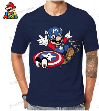 Camiseta de gran tamaño para hombre y niño, ropa de Super Mario, de secado rápido, a la moda