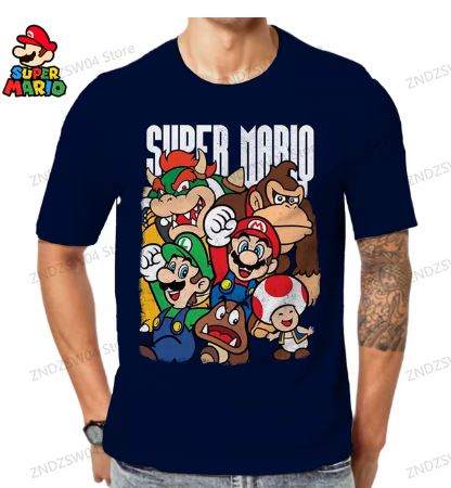 Camiseta de gran tamaño para hombre y niño, ropa de Super Mario, de secado rápido, a la moda