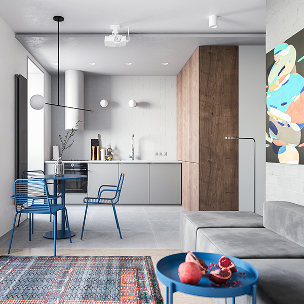 Diseño interior - Apartamento 2 dormitorio y estudio 