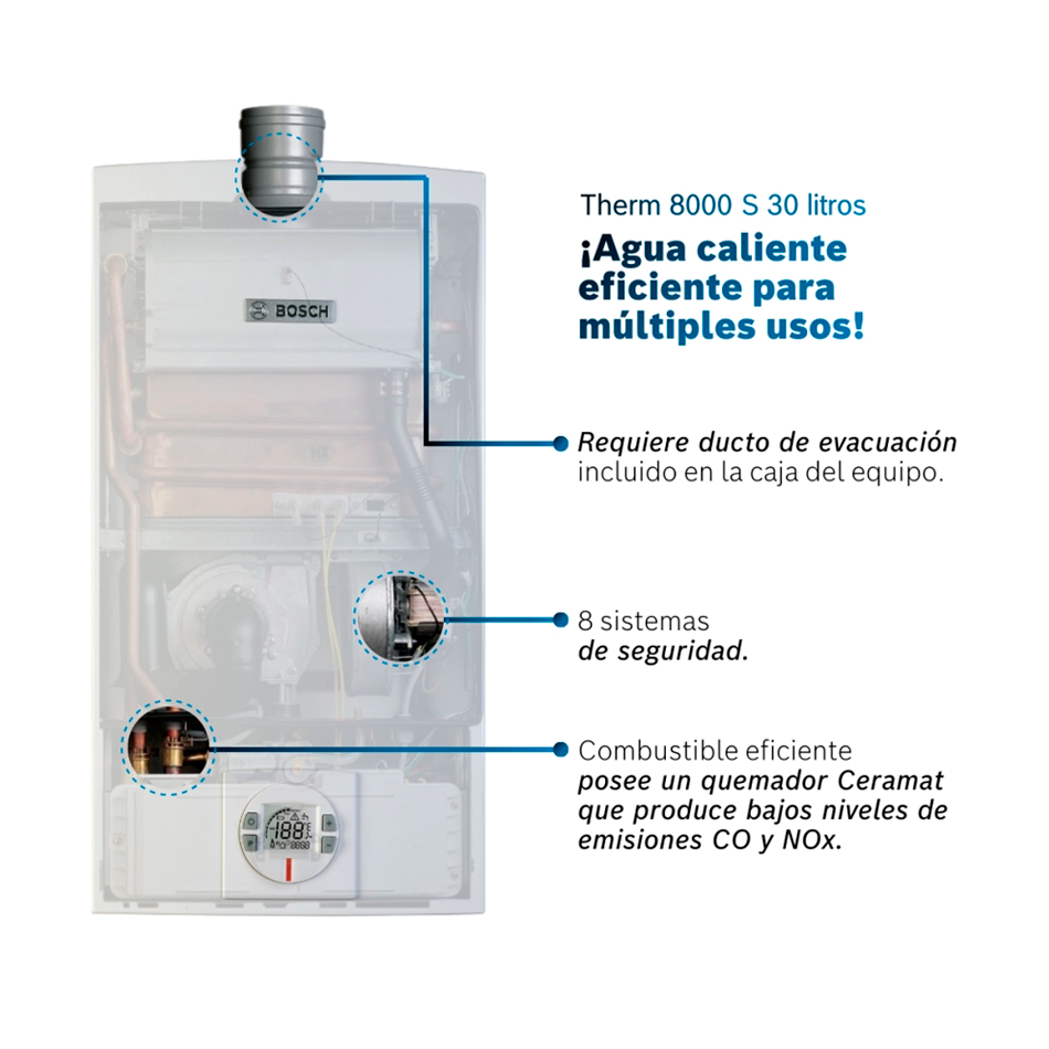 Calentador agua tiro forzado  - Bosch - Therm 8000 S 30L GN