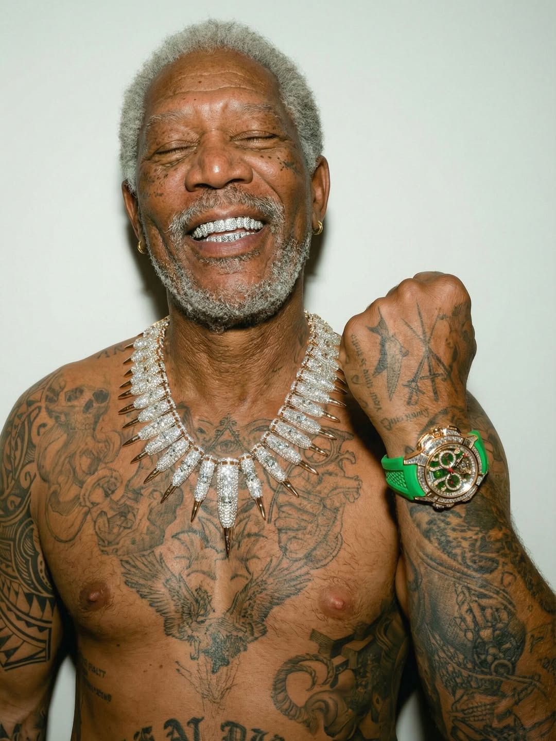 Mo. Freeman - Smiling Senior Tattooed Man Graphic T-Shirt