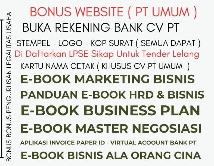 Izinin Pro By Bob Jasa Pengurusan Pembuatan Pendaftaran Pendirian PT Umum Perseroan Biasa Murah Terpercaya Terdekat Cepat di Kota Kabupaten
