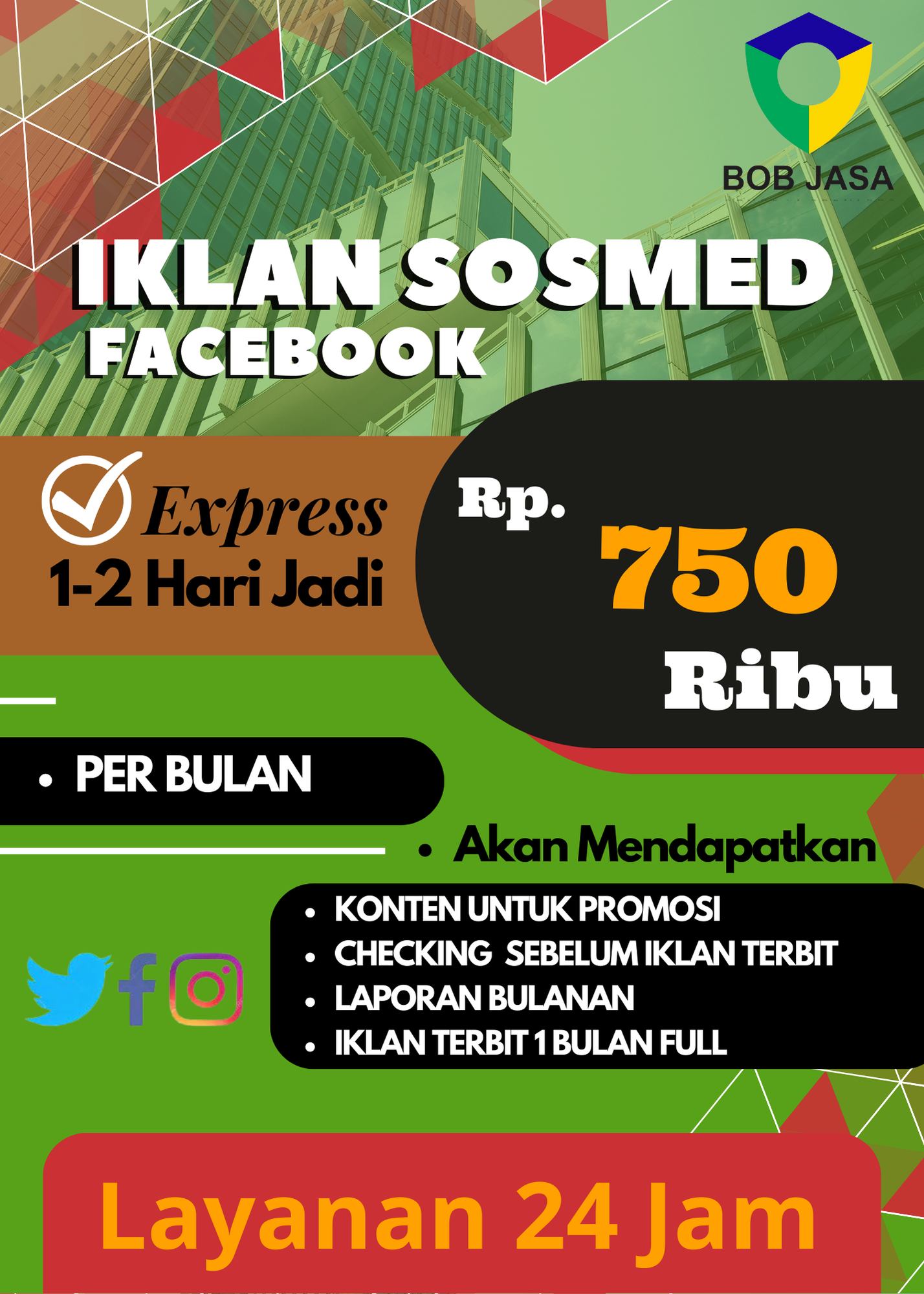 Iklanin Pro By Bob Jasa Pasang Iklan SosMed Facebook FB Instagram IG TikTok Murah Terdekat Bulanan di Kota Kabupaten