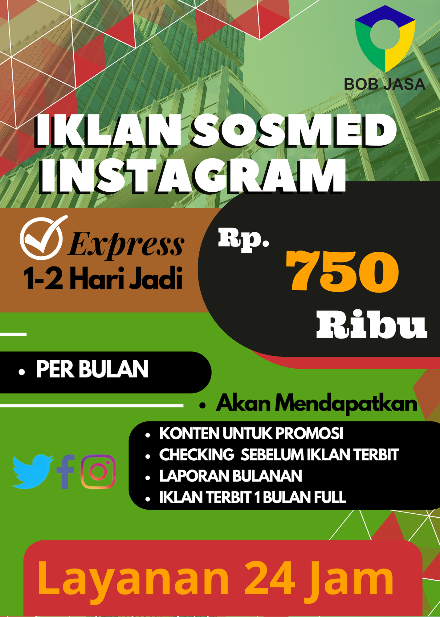 Iklanin Pro By Bob Jasa Pasang Iklan SosMed Facebook FB Instagram IG TikTok Murah Terdekat Bulanan di Kota Kabupaten