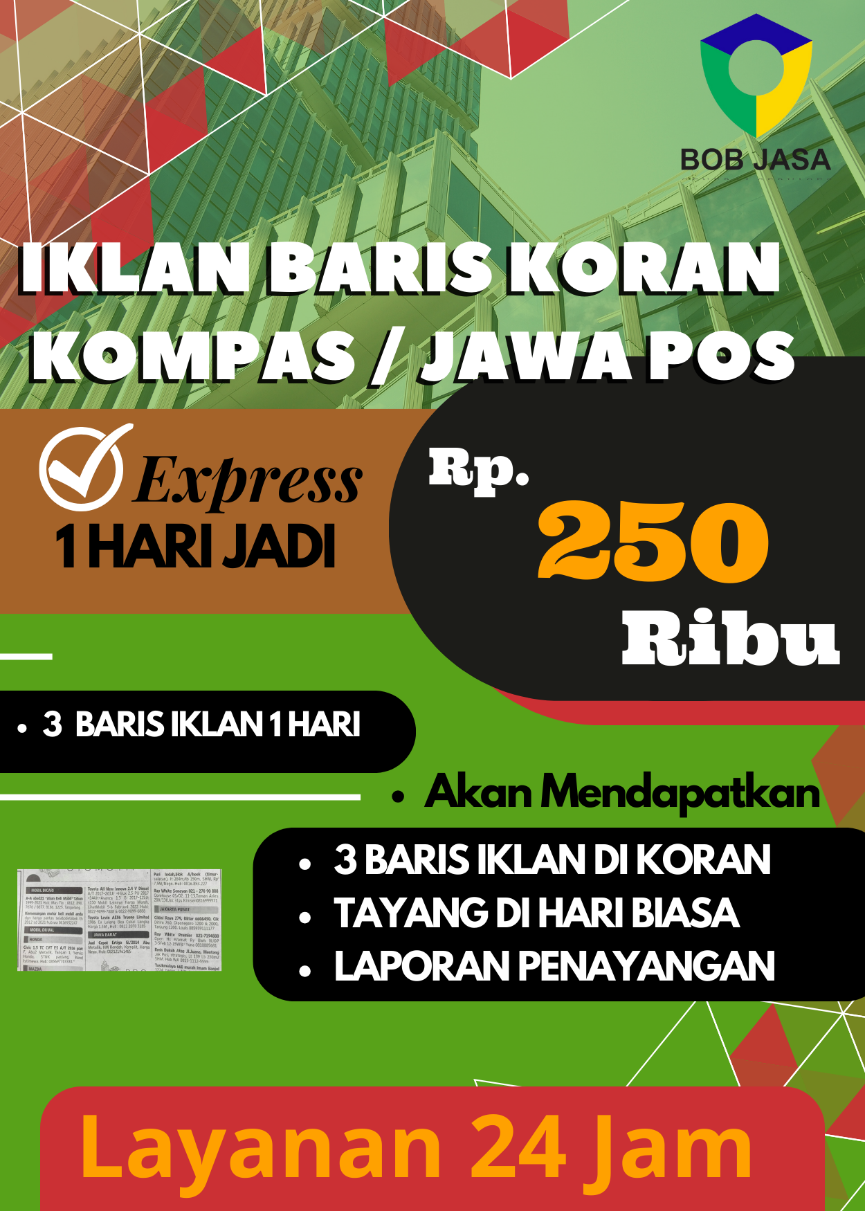 Iklanin Pro By Bob Jasa Pasang Pemasangan Iklan Baris Koran Jawa Pos Koran Kompas Murah Terdekat di Kota Kabupaten