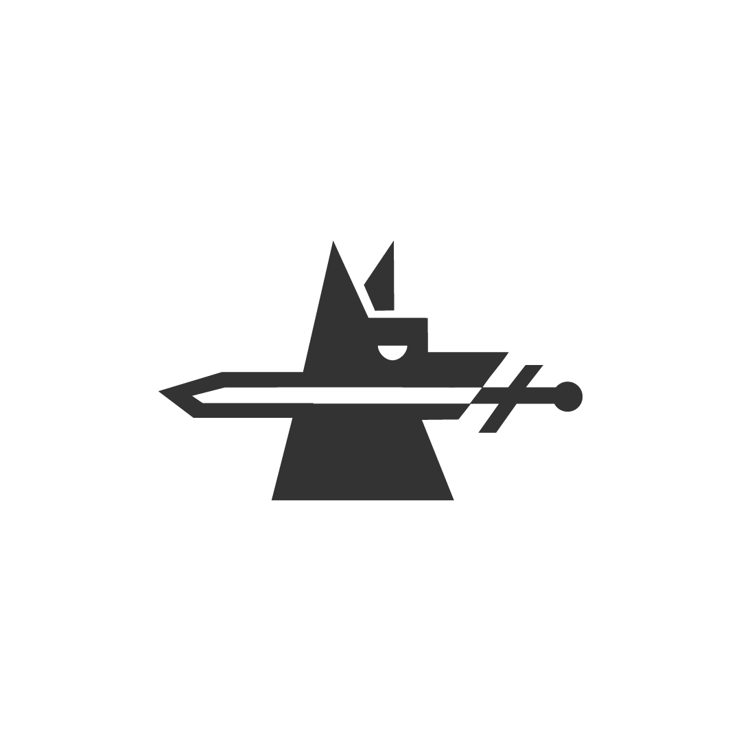 Negative Space Dog with Sword Logo Design