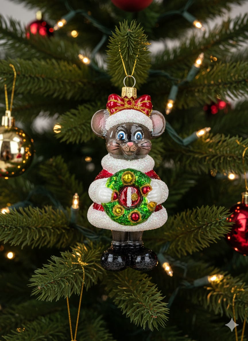 Decorazione in Vetro “Topolino con Ghirlanda” – Koronex