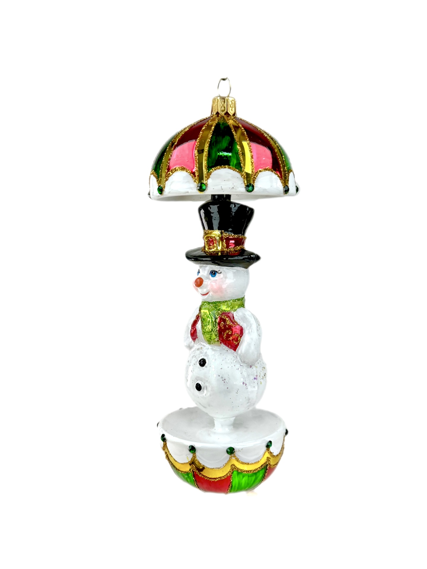 Decorazione in Vetro “Pupazzo di Neve con Ombrello” – Koronex