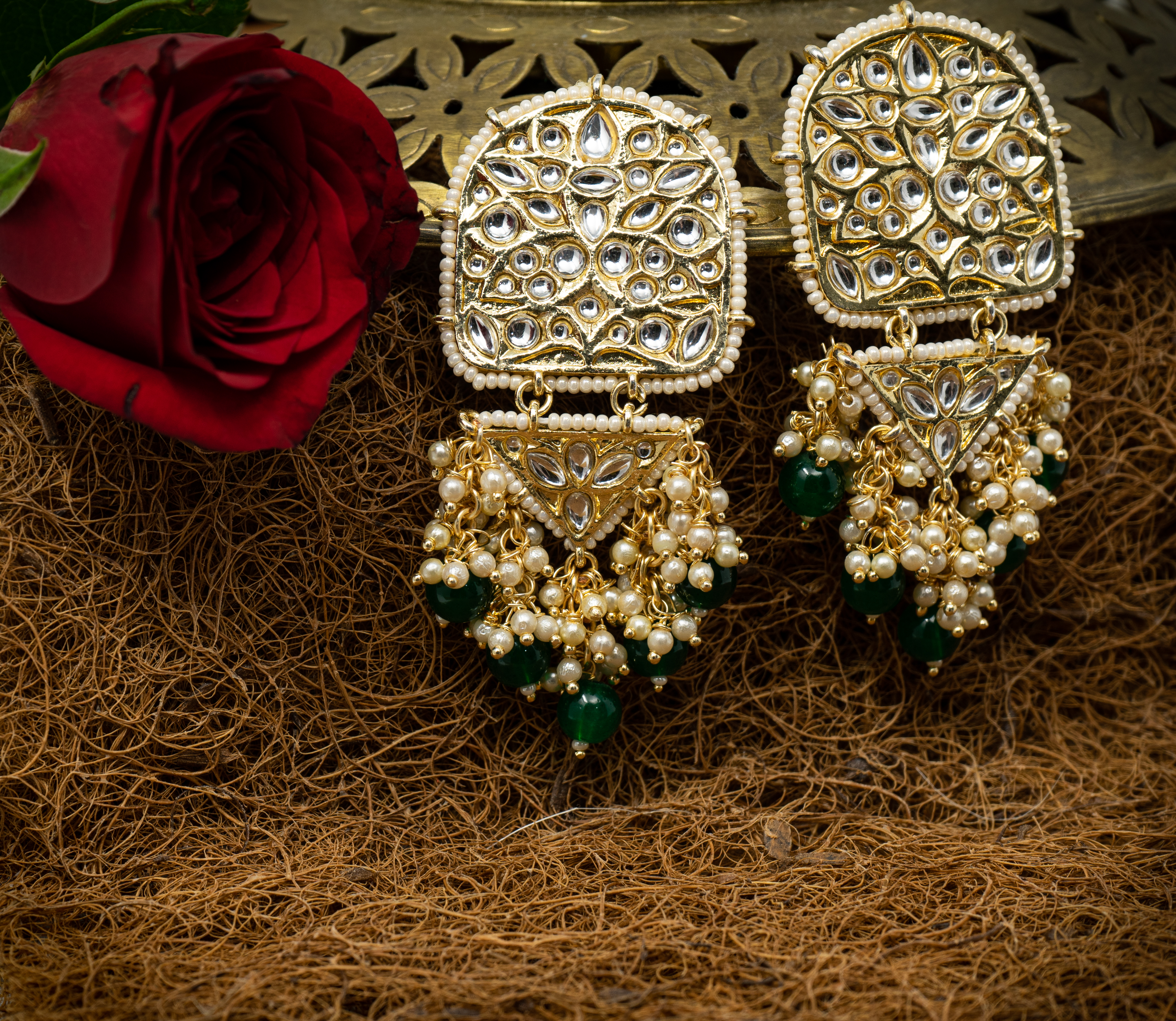 Indian Gold Plated Kundan Earrings