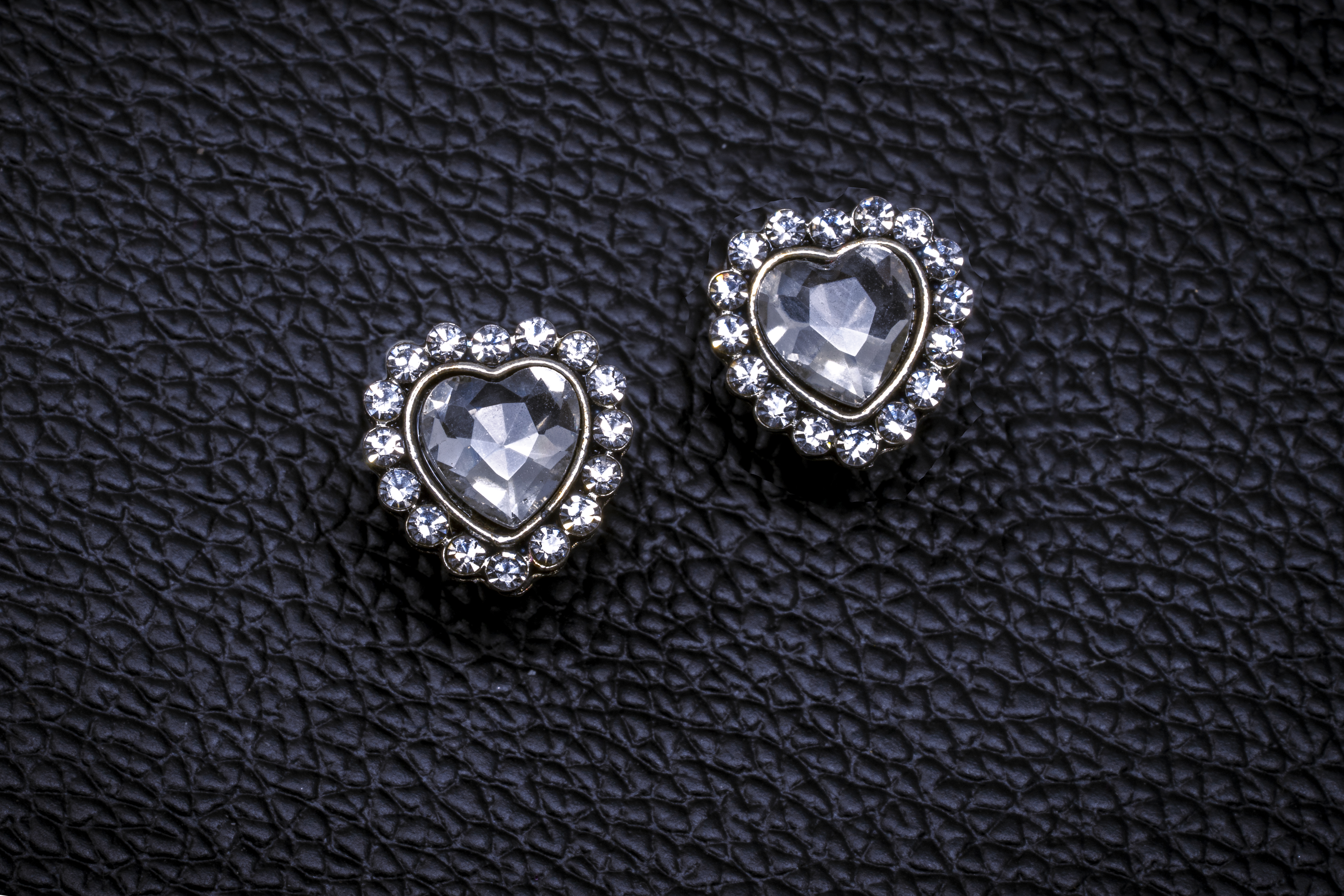 Heart-Shaped Diamond Stud Earrings