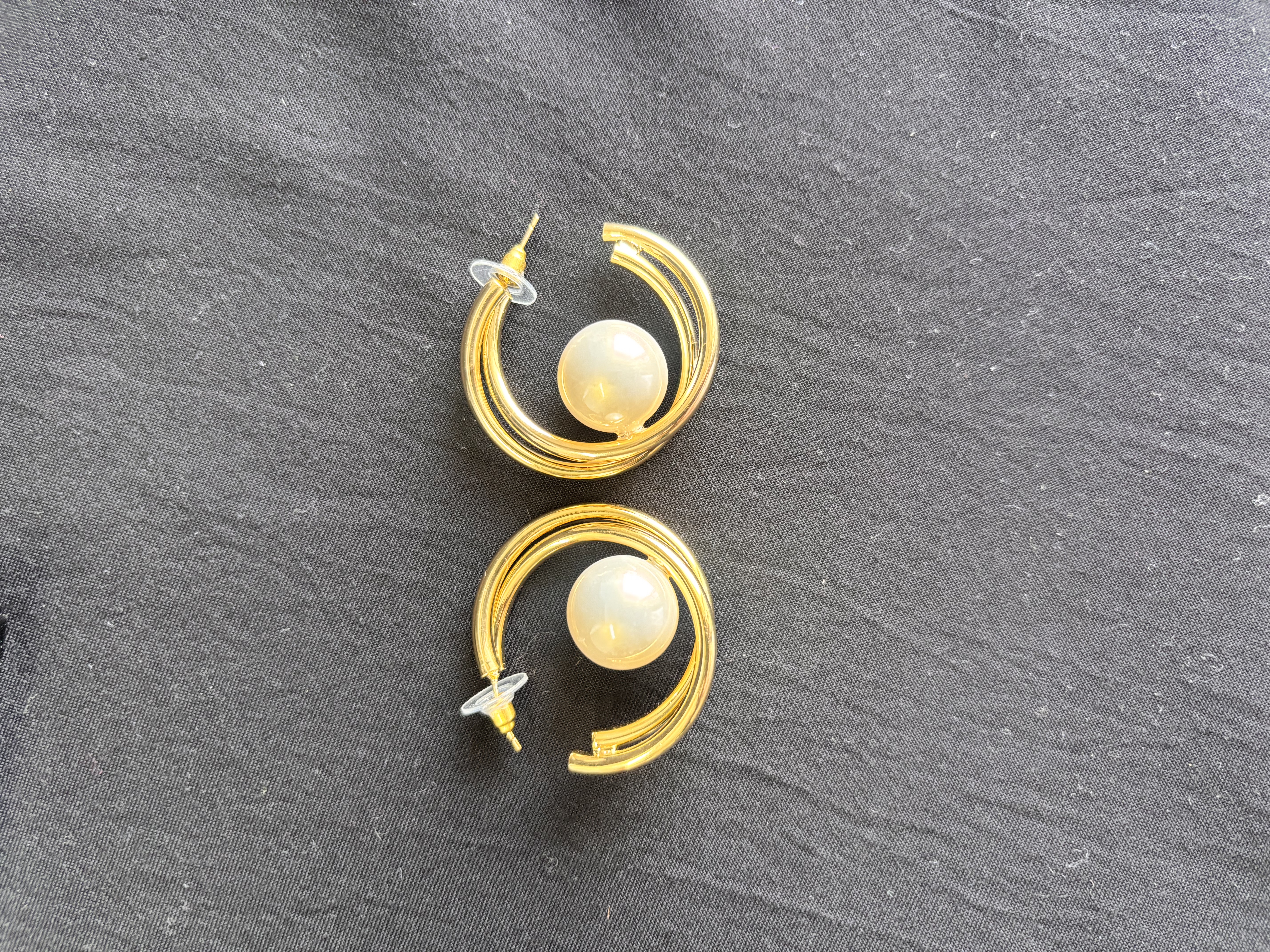 Gold and Pearl Hoop Earrings