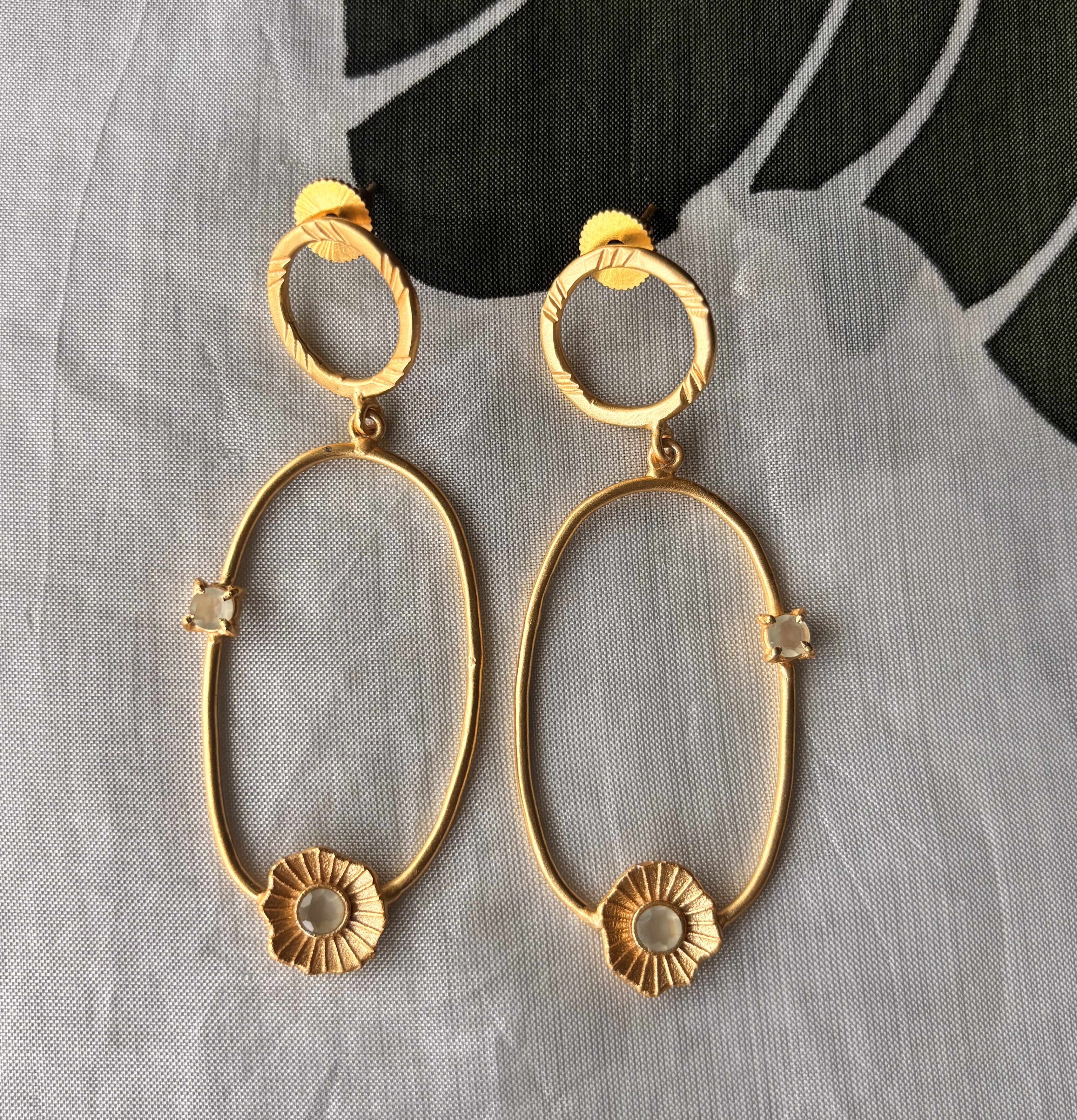 Golden Floral Hoop Earrings