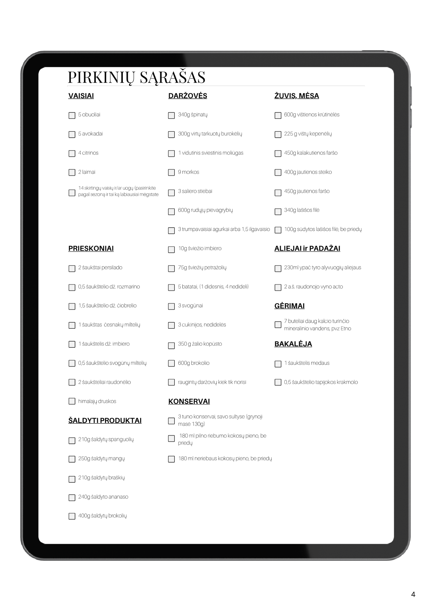Lengvas Core AIP savaitės meniu