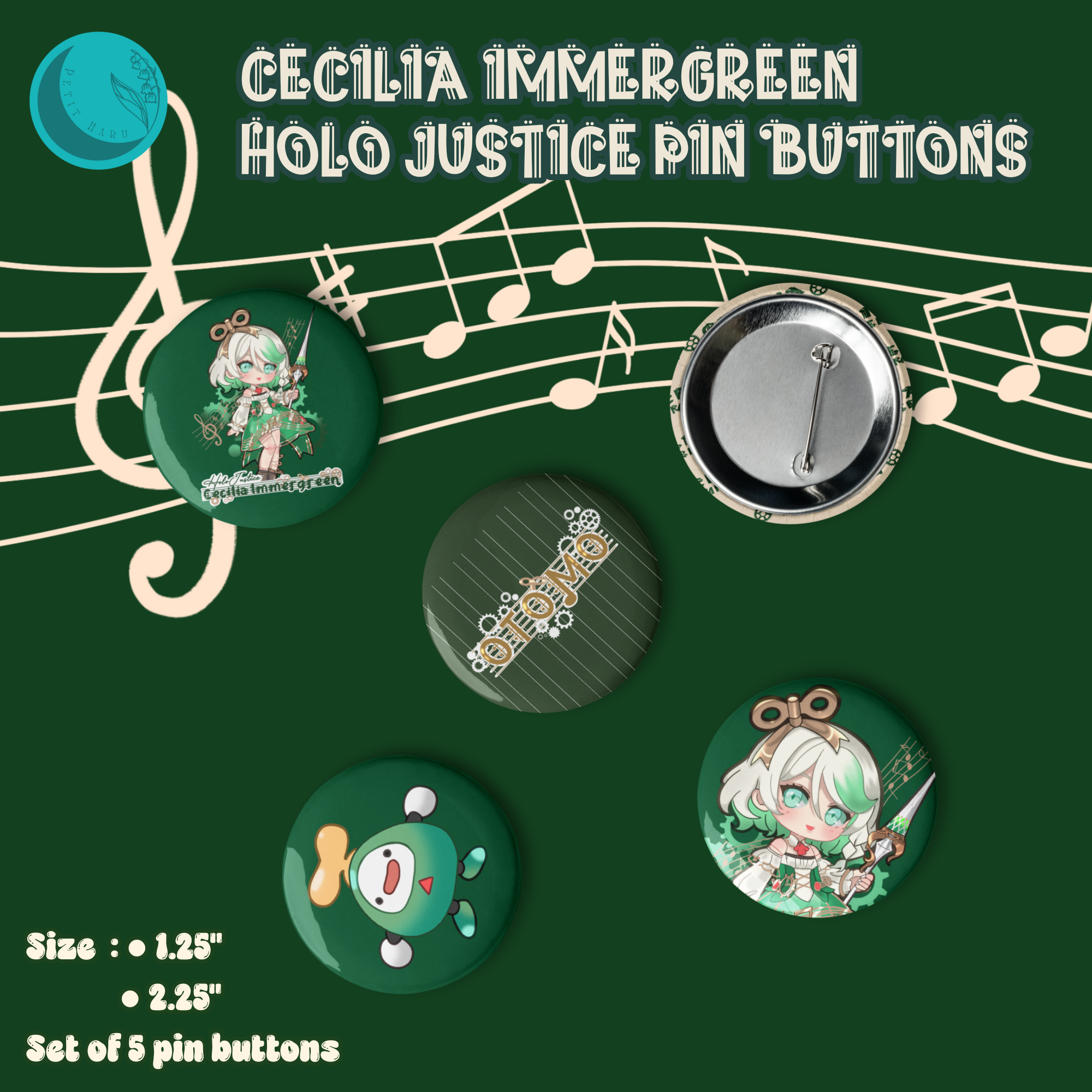 Cecilia Immergreen Holo Justice Pin Buttons
