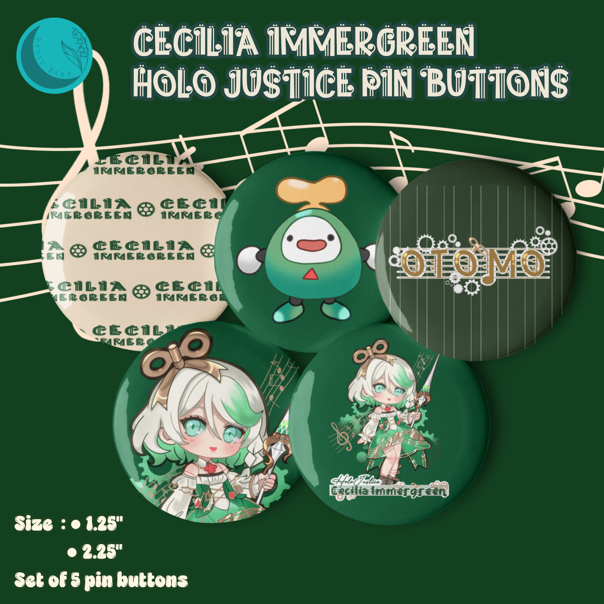 Cecilia Immergreen Holo Justice Pin Buttons