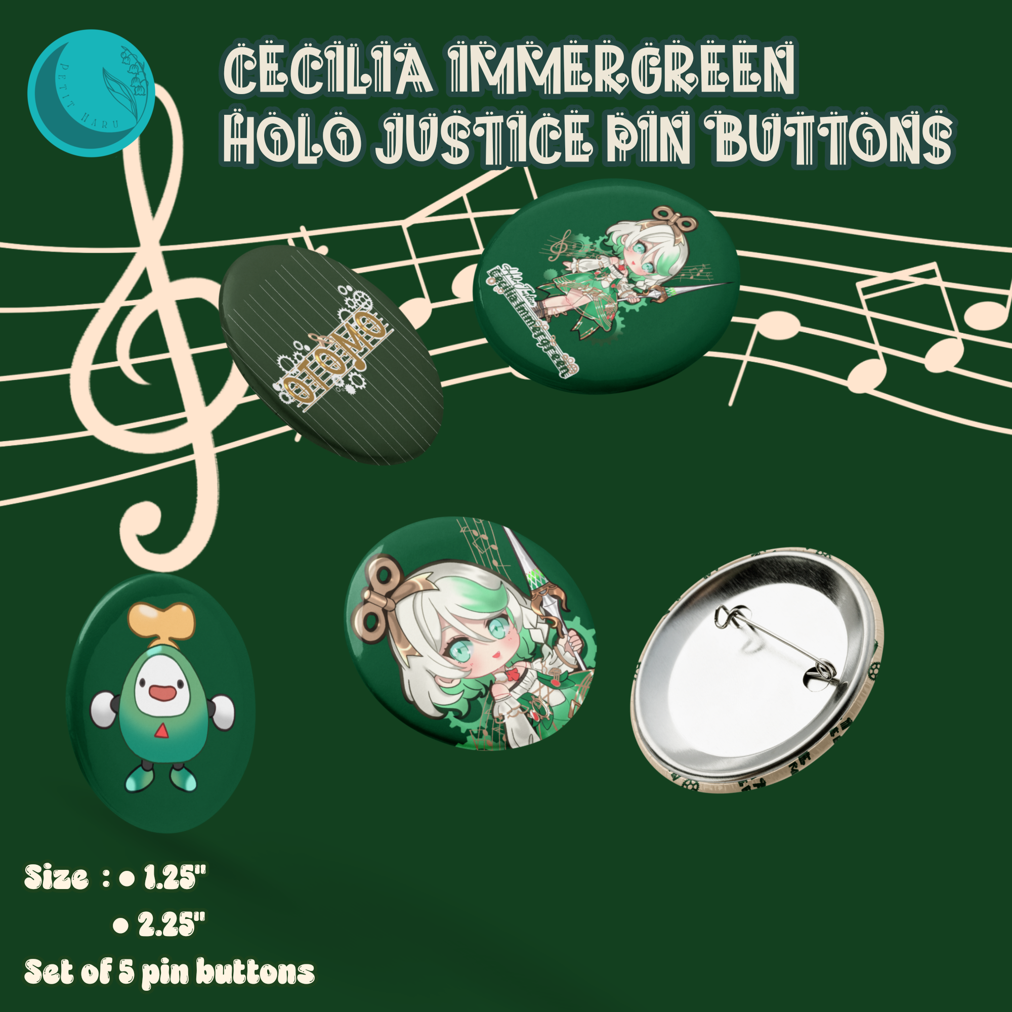 Cecilia Immergreen Holo Justice Pin Buttons