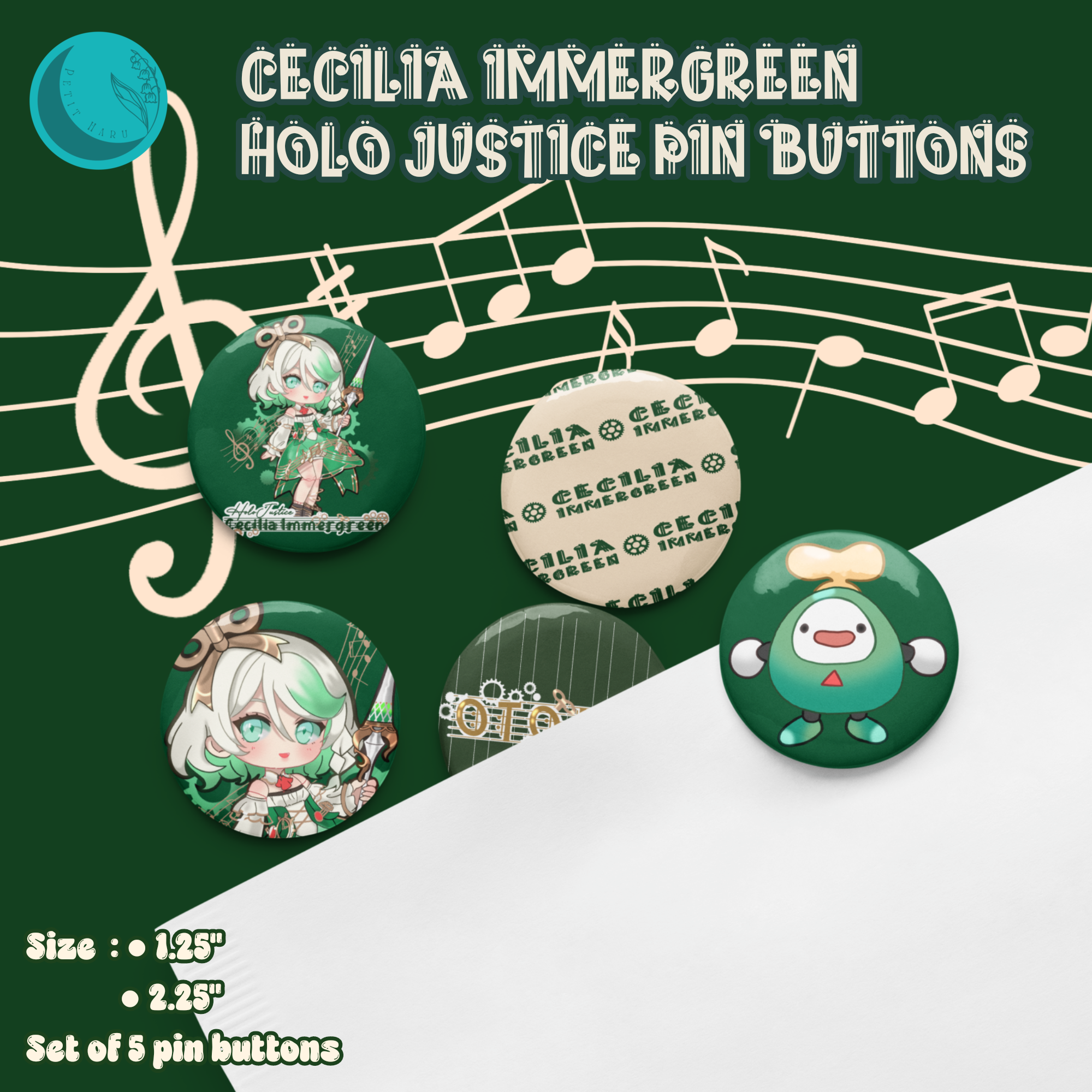 Cecilia Immergreen Holo Justice Pin Buttons