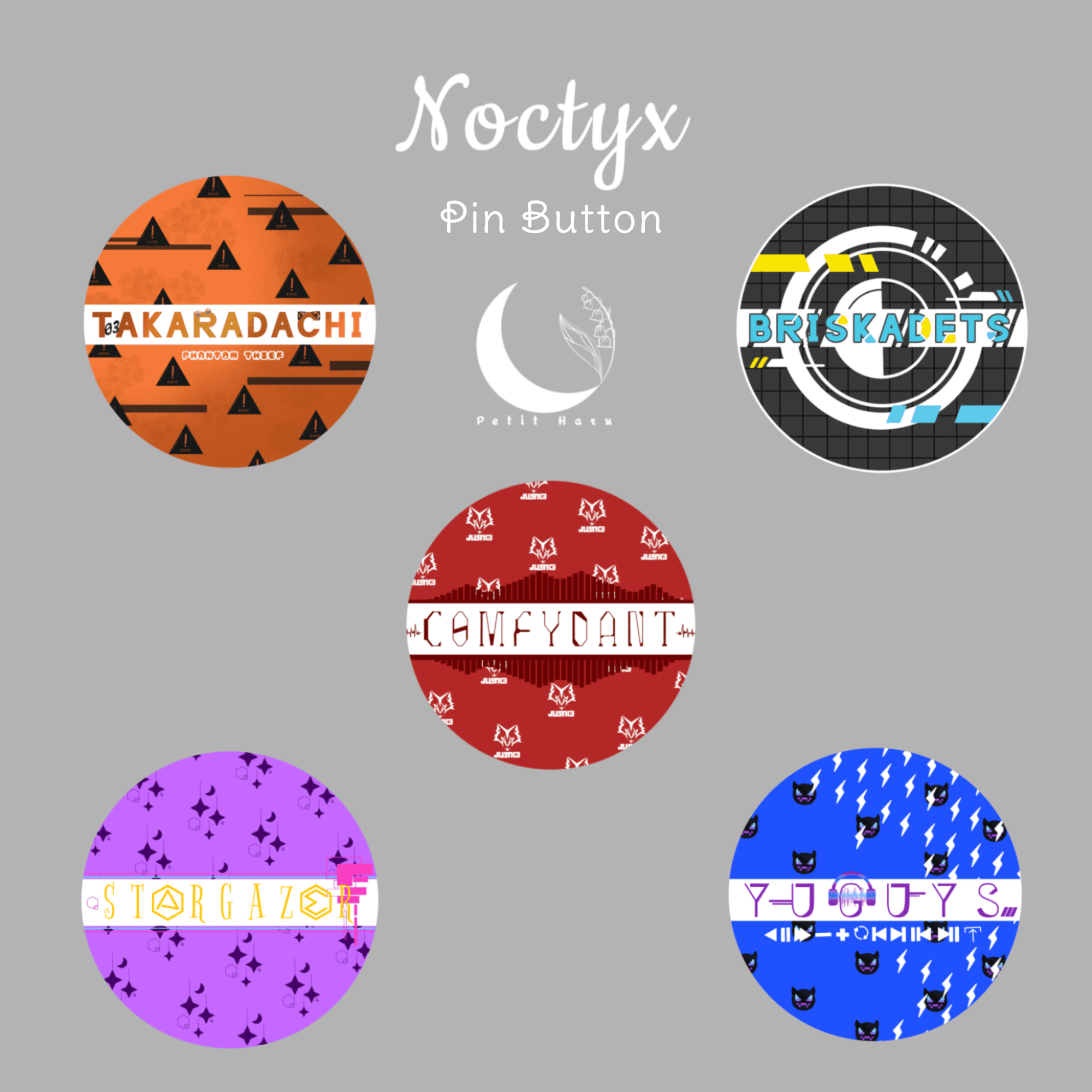 Noctyx Nijisanji EN Set of 5 Pin Buttons