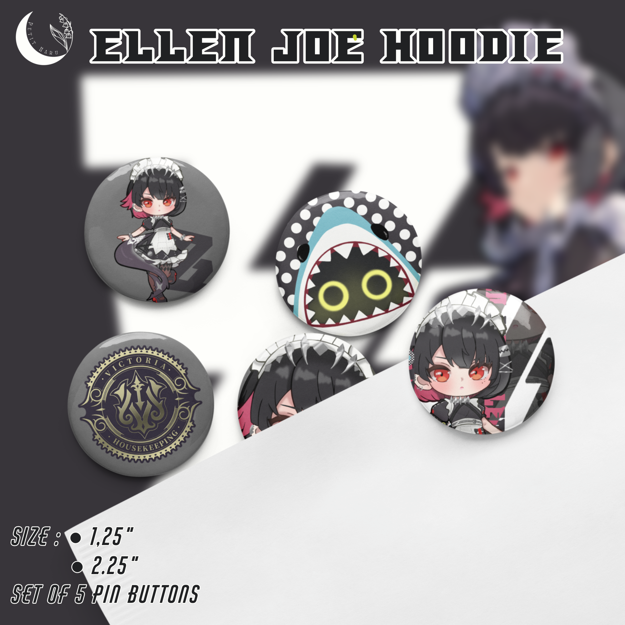 Ellen Joe Zenless Zone Zero ZZZ Set of 5 Pin Buttons