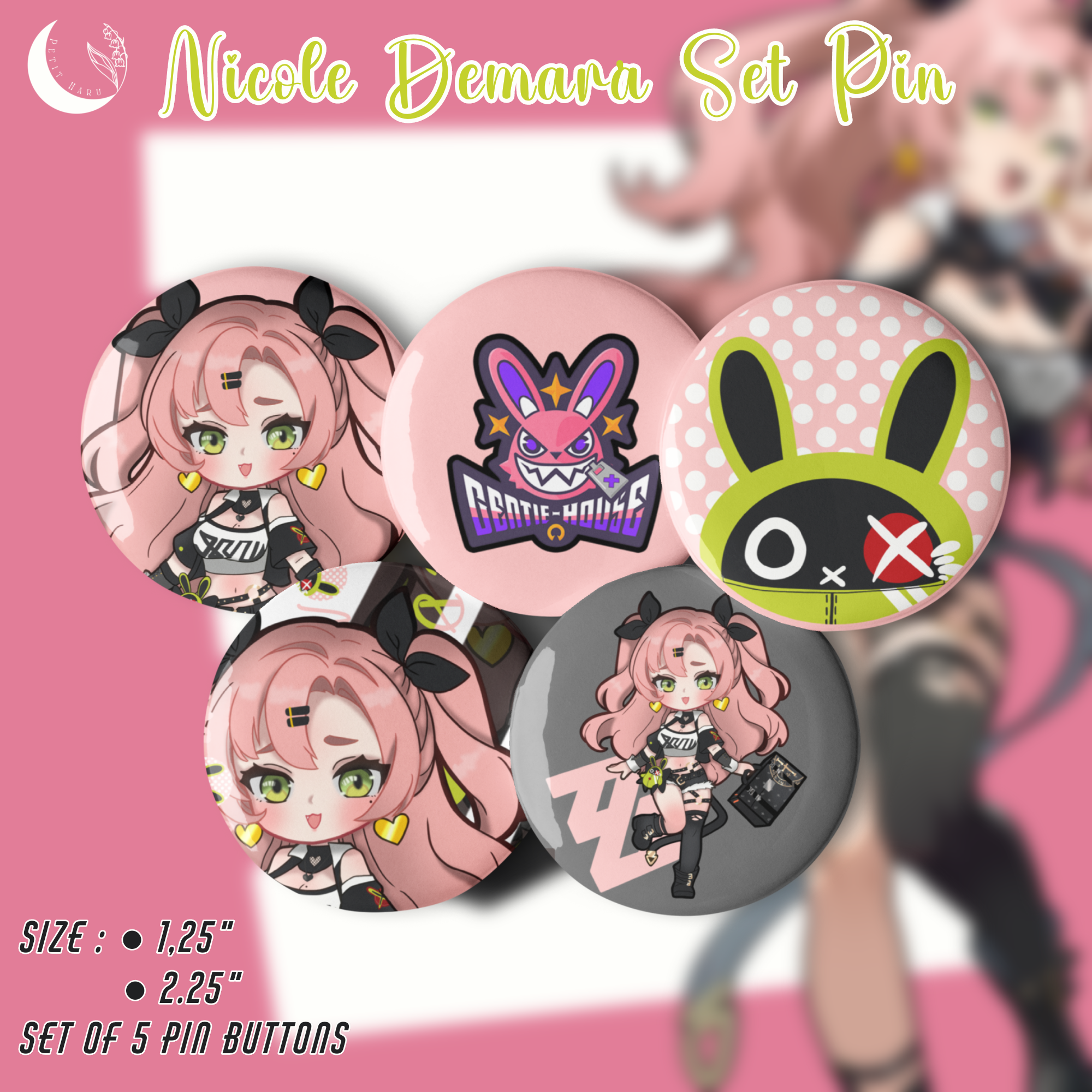 Nicole Demara Zenless Zone Zero ZZZ Set of 5 Pin Buttons