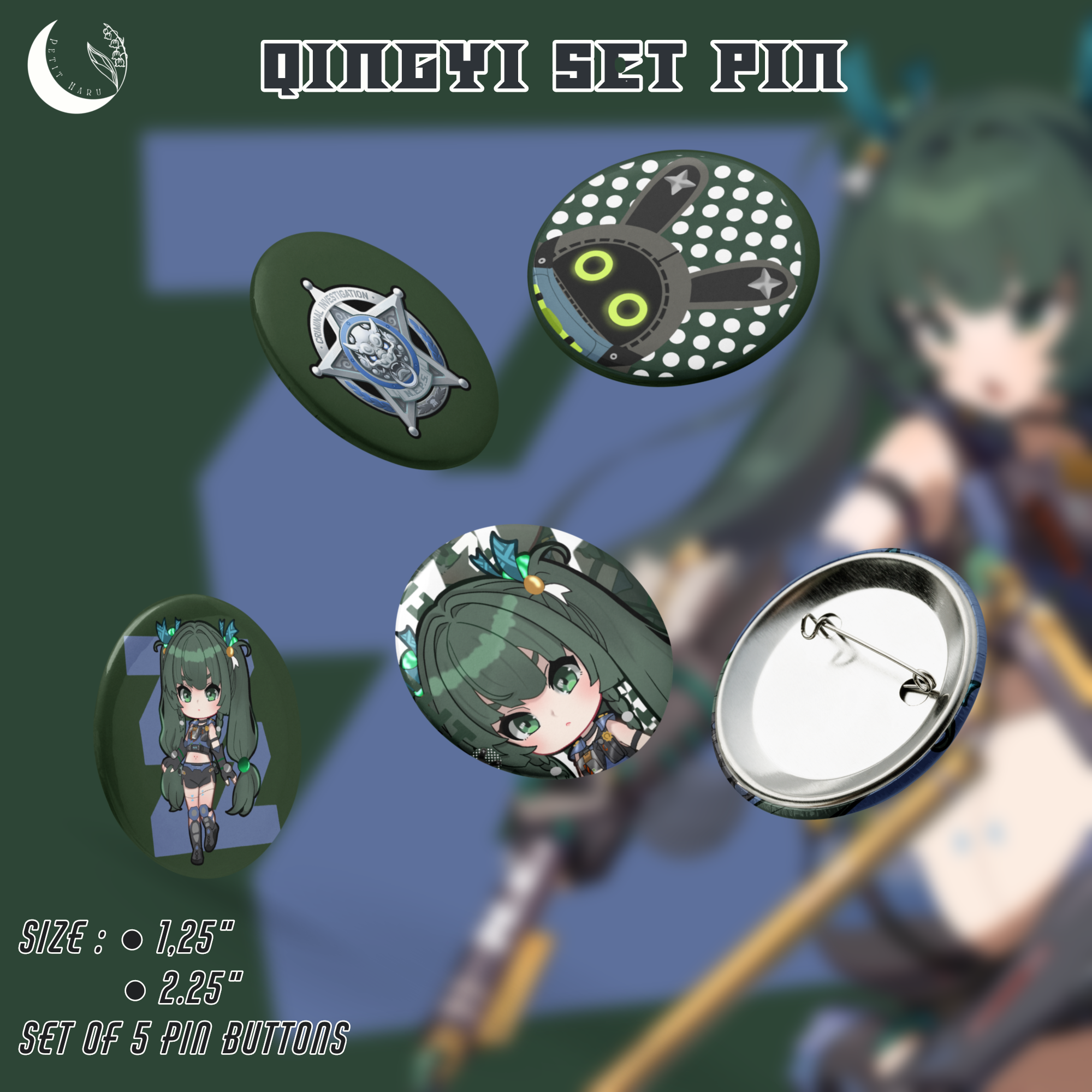 Qingyi Zenless Zone Zero ZZZ Set of 5 Pin Buttons