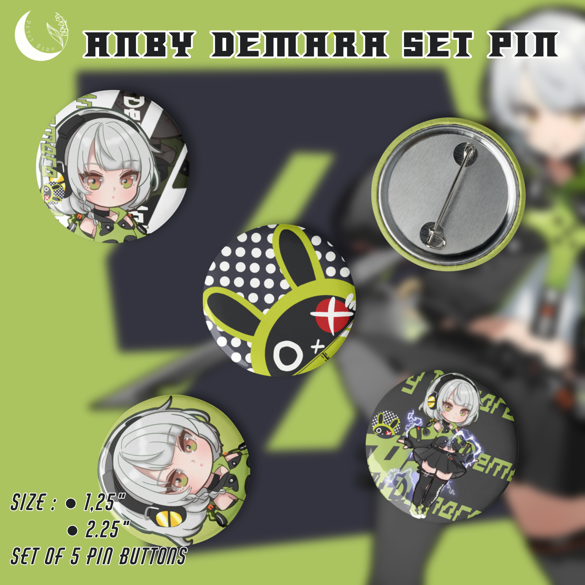 Anby Demara Zenless Zone Zero ZZZ Set of 5 Pin Buttons