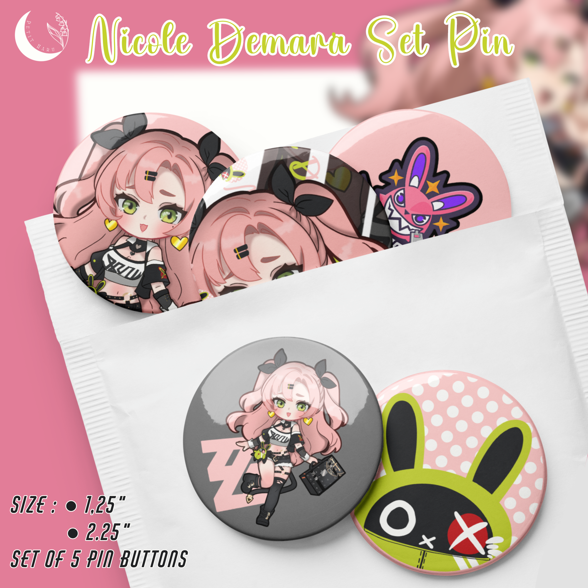 Nicole Demara Zenless Zone Zero ZZZ Set of 5 Pin Buttons