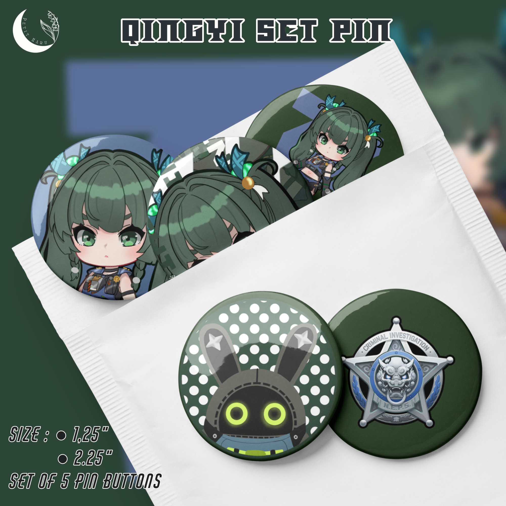Qingyi Zenless Zone Zero ZZZ Set of 5 Pin Buttons