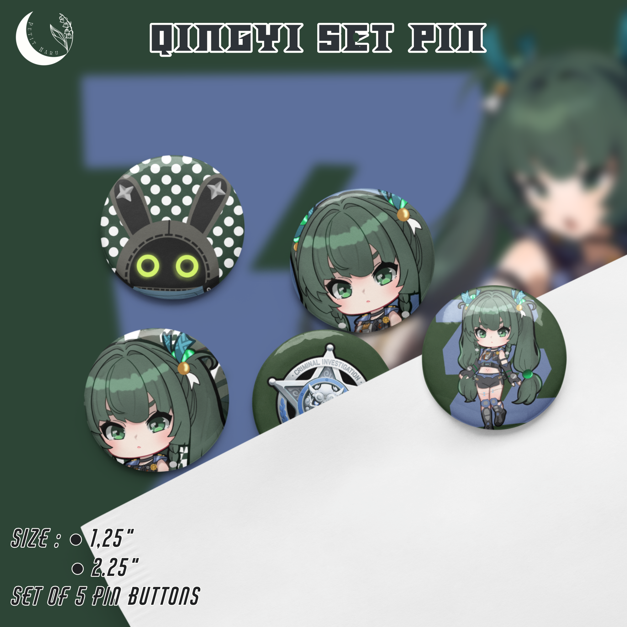 Qingyi Zenless Zone Zero ZZZ Set of 5 Pin Buttons