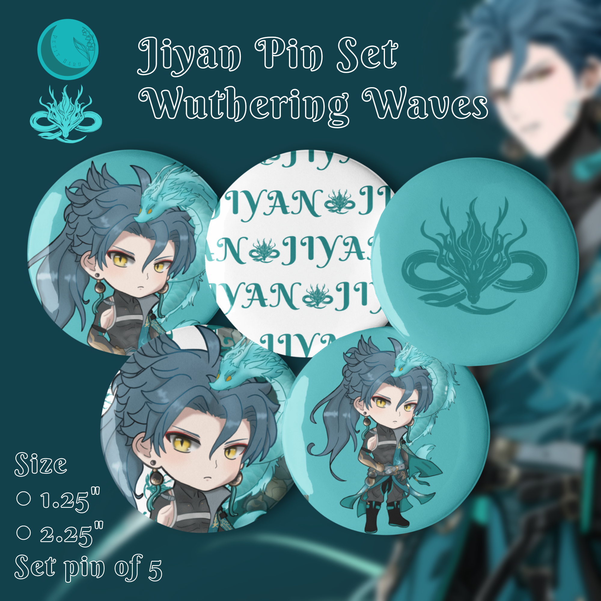 Jiyan Wuthering Waves Set of 5 Pin Buttons