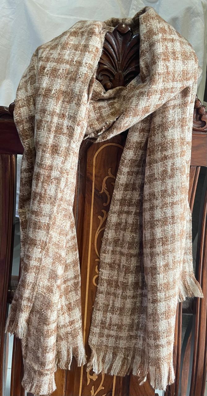 Beige Checked Woolen Scarf