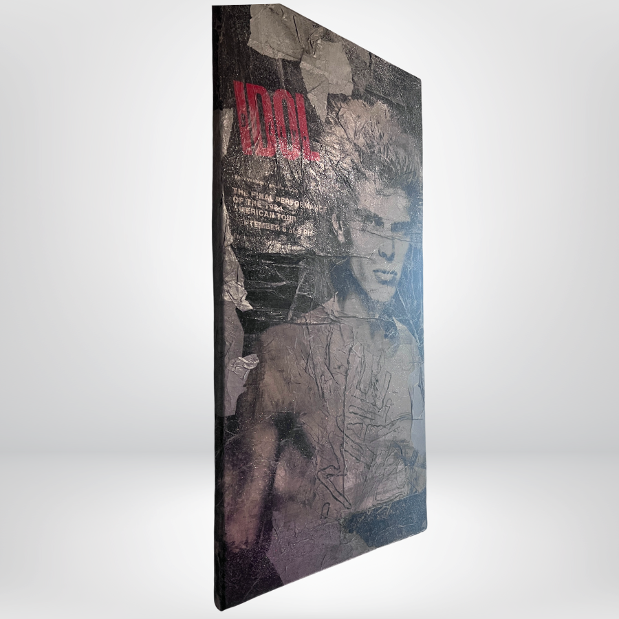 Collectible Abstract Art of Billy Idol with Original 1984 Rebel Yell Poster 