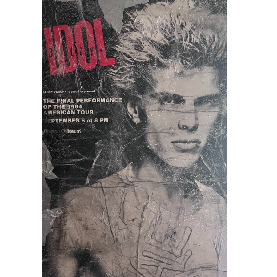Collectible Abstract Art of Billy Idol with Original 1984 Rebel Yell Poster 