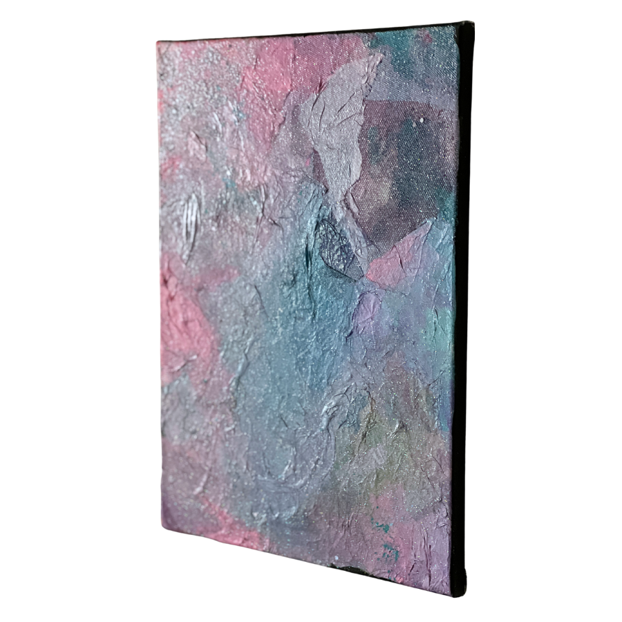 Colorful Pink and Pastel Blue Abstract Textured Painting - BARBIECORE